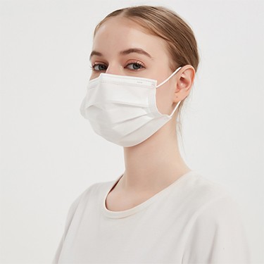 一次性三层无纺布防护平面白色口罩